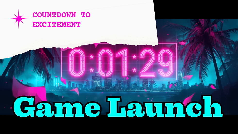 Conto alla rovescia al neon verso il lancio di un grande gioco