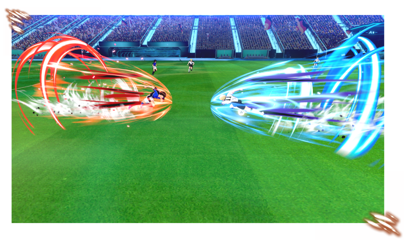 Captain Tsubasa 2: Zwei Fußballer prallen bei Spezialtechniken aufeinander
