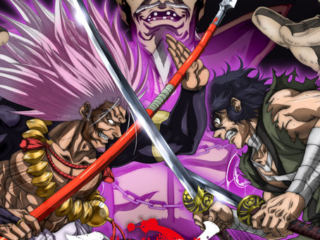 Offizielles Teaser-Visual des Anime Tenkaichi mit Miyamoto Musashi, Honda Tadakatsu und Oda Nobunaga