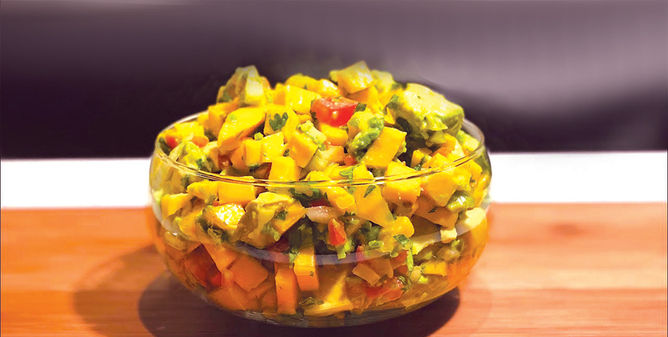 Mango Pico with grill animal protein (chicken, beef or fish)
