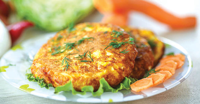 Grated carrot and cheese pancakes