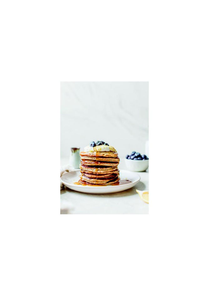 Blueberry chia seed healthy pancakes