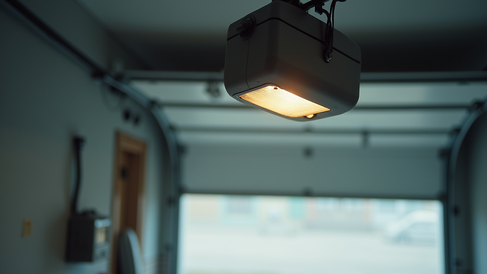 Close-up view of a garage door opener mechanism