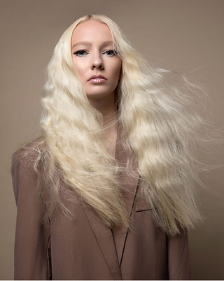 Beautiful Platinum White Blonde Hair with Retro Crimped Finish