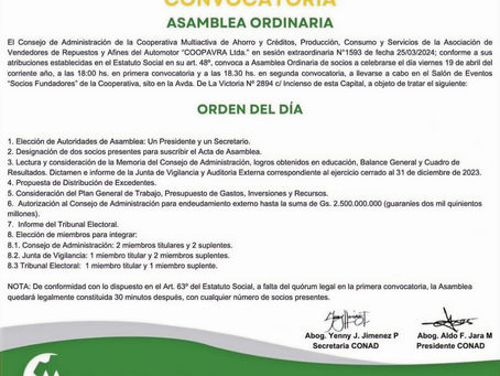 Convocatoria a Asamblea Ordinaria 2024