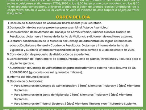 Convocatoria a Asamblea Ordinaria 2026