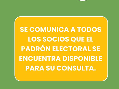 Se informa a los socios que el Padrón Electoral se encuentra disponible para su consulta en las oficinas de la Cooperativa