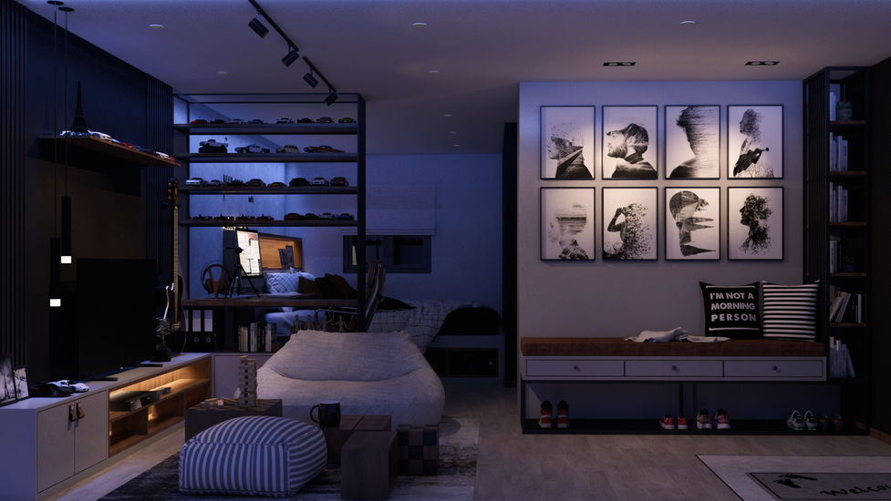 OPEN LIVING AND BED ROOM
