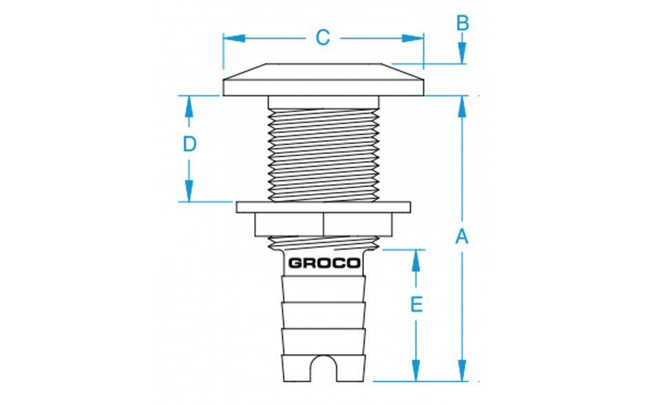 Thumbnail: GROCO Barb Stainless Hose Thru Hall Fittings