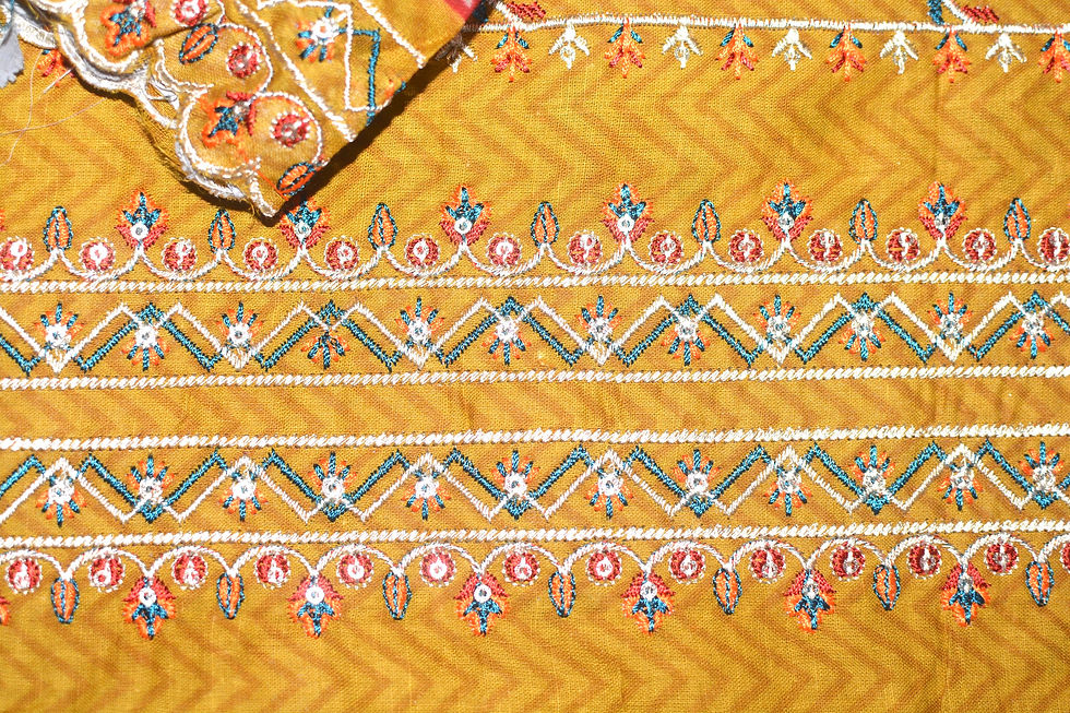 Thumbnail: Unstitched cotton embroidered dress material