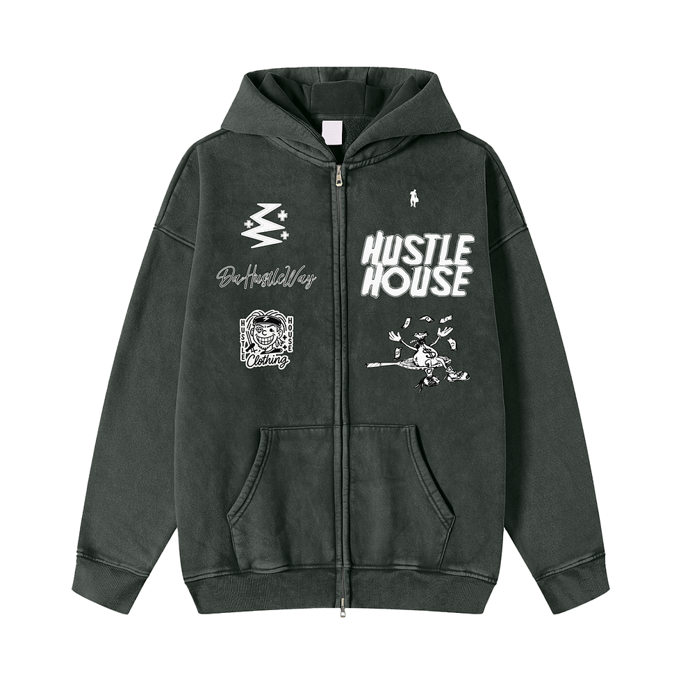H2H Snow Washed Zip-Through Fleece Hoodie