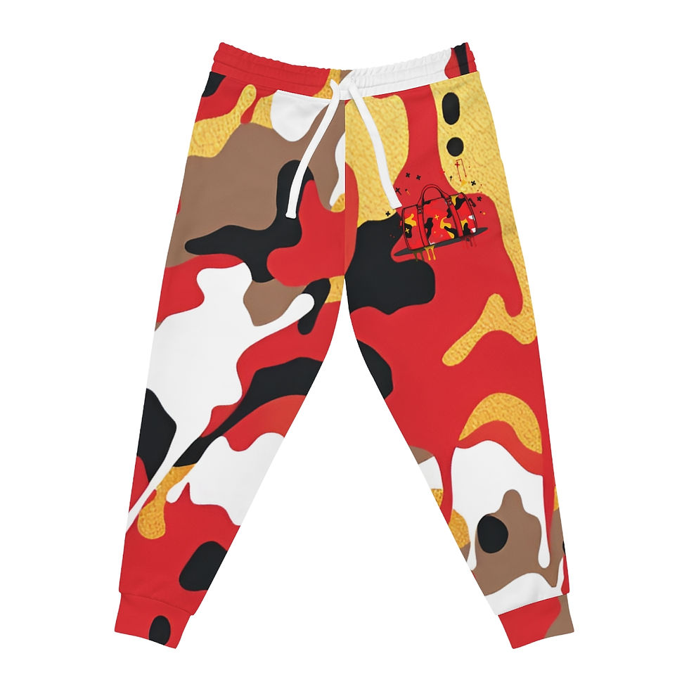 Thumbnail: Red-GoldDufflebag Hu$tle Boyz Joggers (AOP)