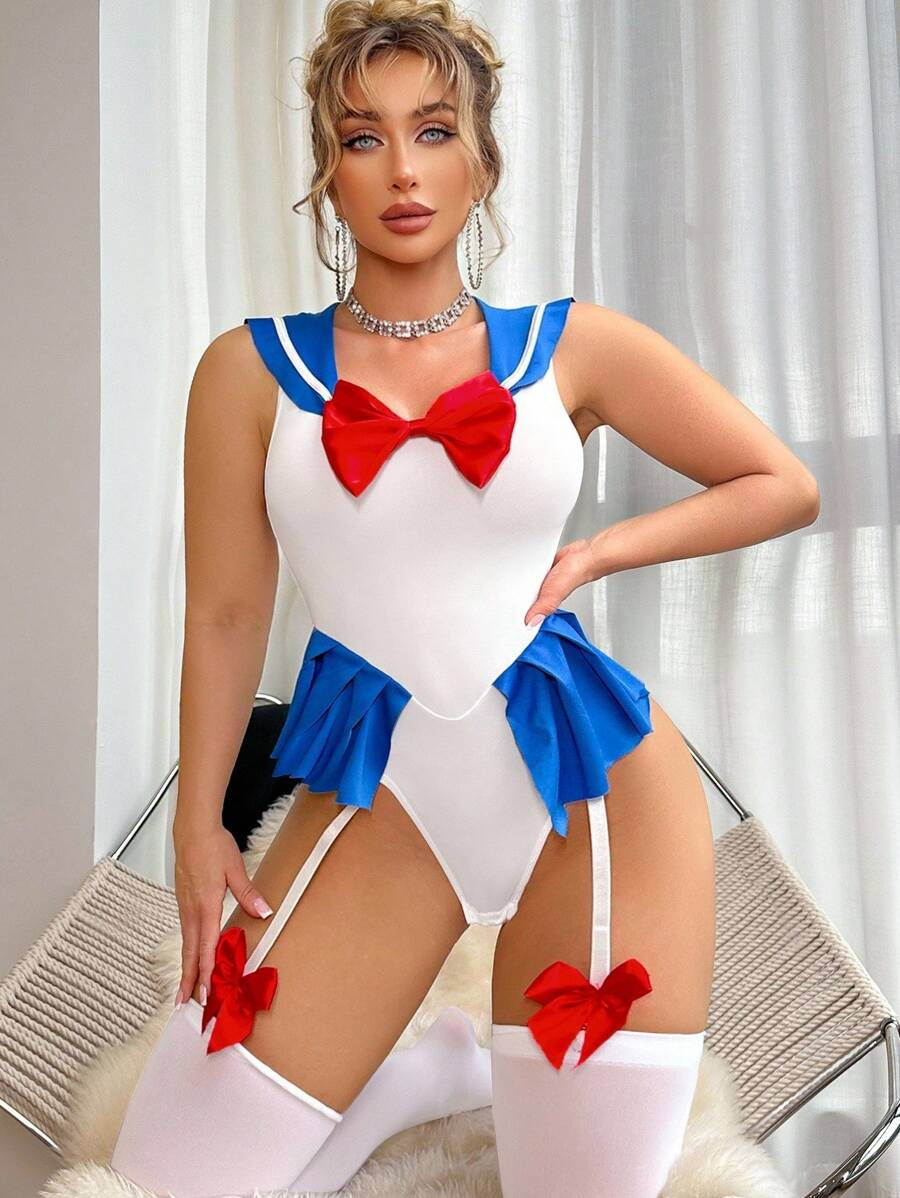 Miniatura: BODY EROS SAILOR SCOUT CON LIGUEROS Y MEDIAS 3 PIEZAS TALLA M