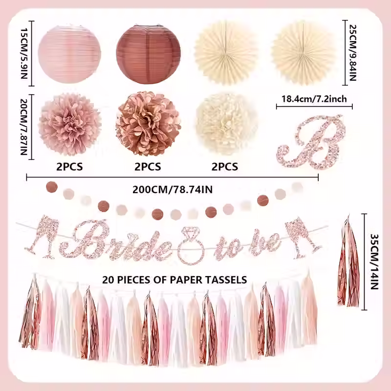 Miniatura: DECORACIÓN DESPEDIDA DE SOLTERA ORO ROSA KIT COMPLETO