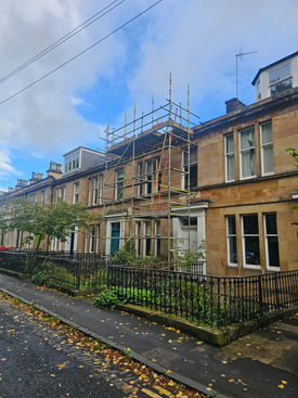 Slate roofing repairs on historic tenement property in Hillhead Glasgow