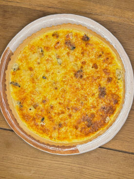 Quiche aux trois fromages, fourme, comté, féta