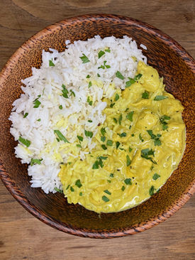 Poulet coco, curry, riz