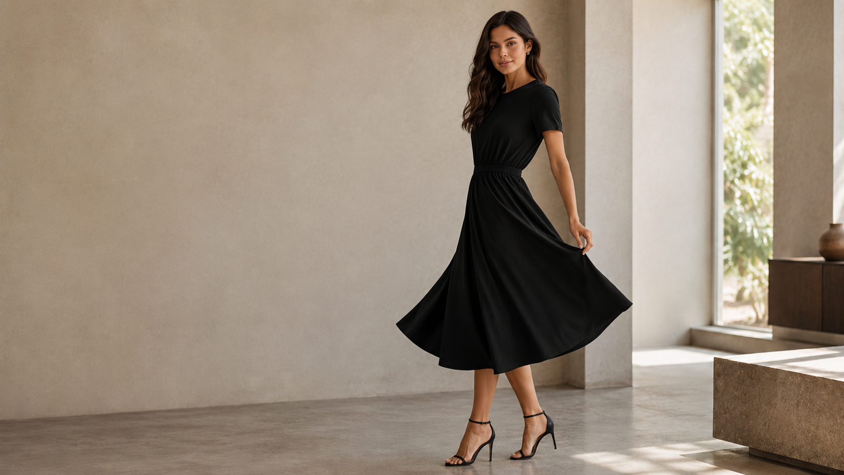 Vestido Midi Essencial Acinturado