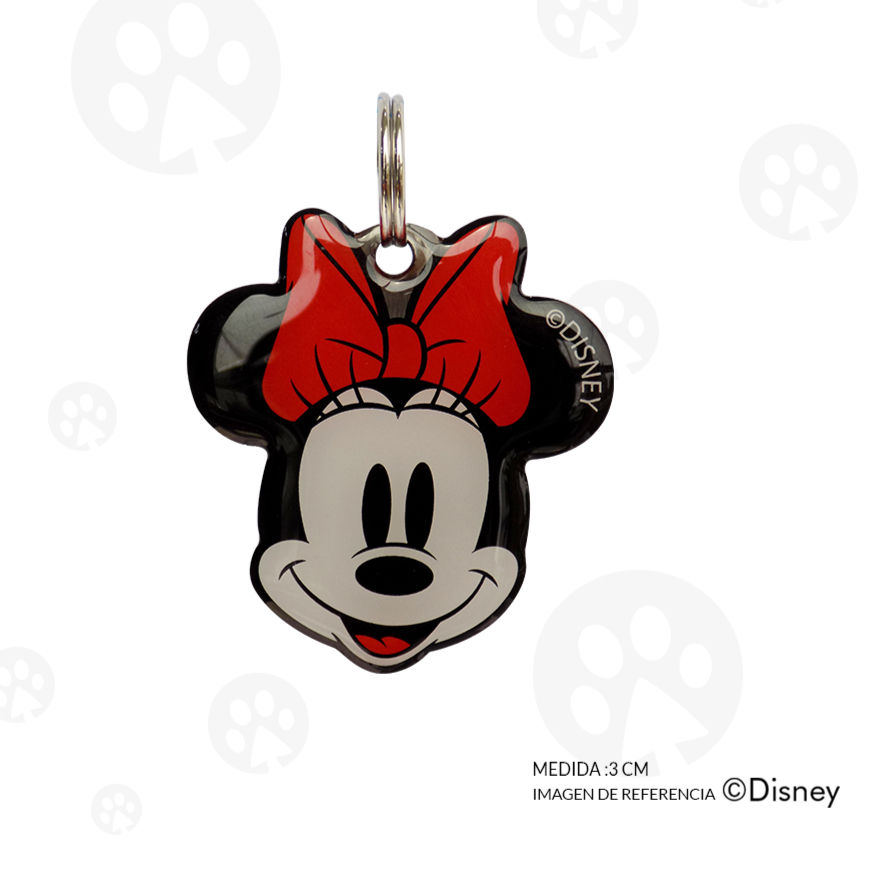 Placa de Identificación color rojo cara de Minnie Mouse Disney #10 (3 cm)