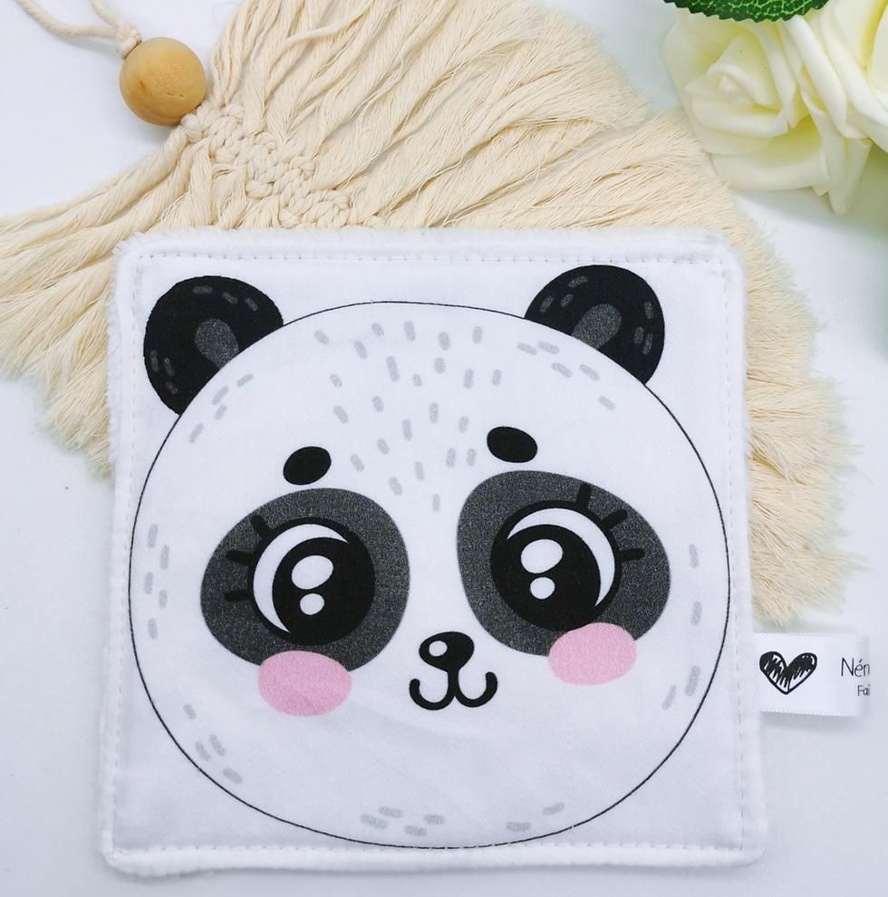 Miniature : Maxi Lingette Débarbouillette Lavable "Panda"