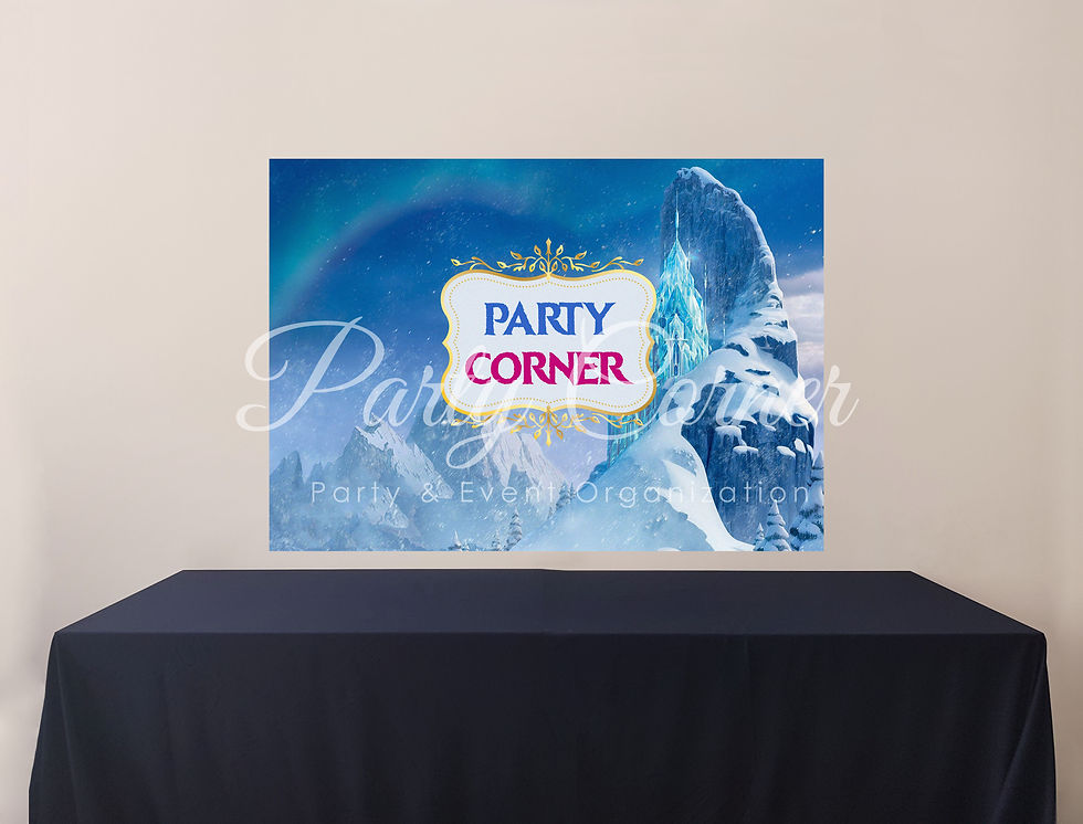 Backdrop trang trí sinh nhật theme Frozen