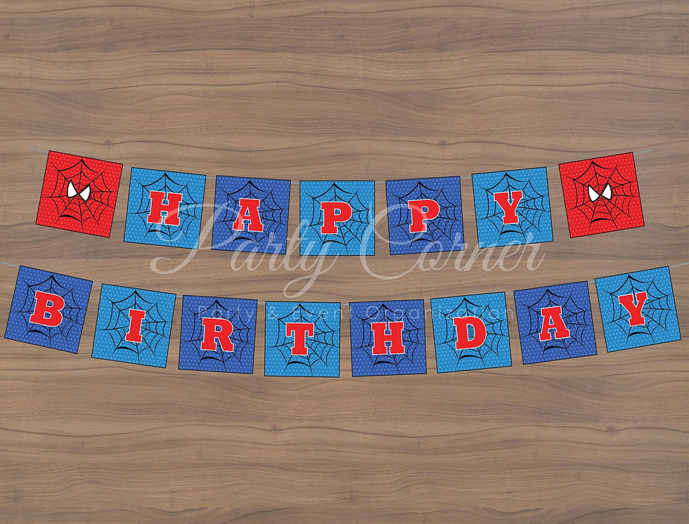 Dây cờ HPBD trang trí sinh nhật theme Spiderman