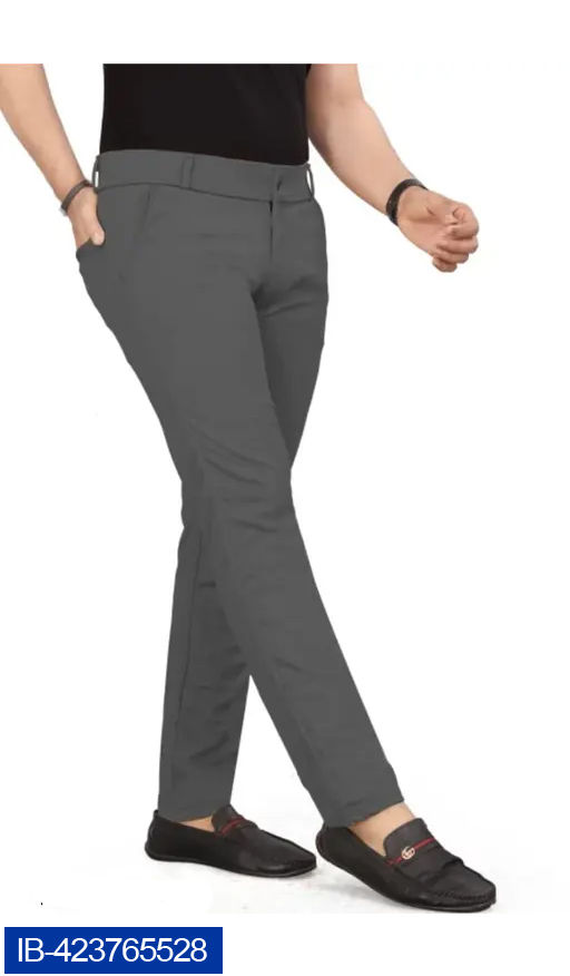 Thumbnail: Men Regular Fit 4 way Lycra Blend Trousers