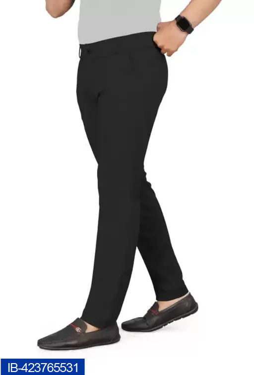 Thumbnail: Men Regular Fit 4 way Lycra Blend Trousers