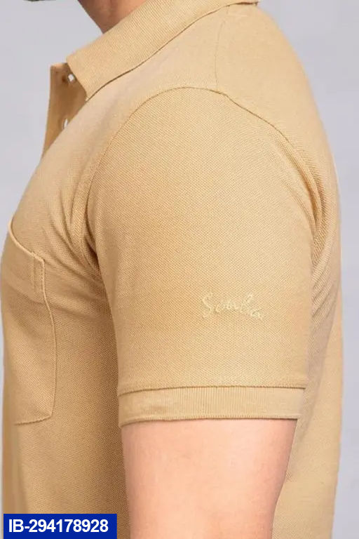 Thumbnail: Mens Solid Polo Cotton Blend Tshirt