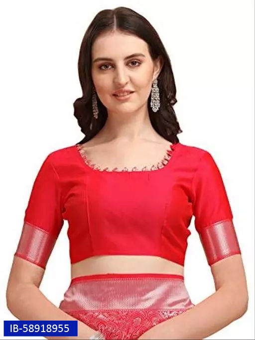 Thumbnail: Banarosi Silk Pink Jacquard Saree With Blouse
