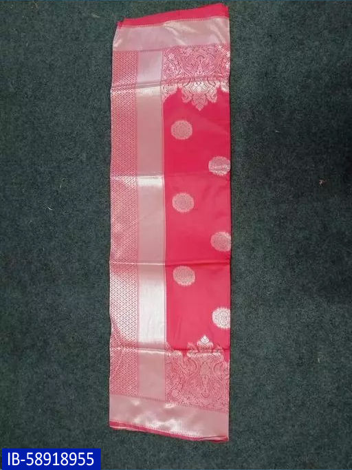 Thumbnail: Banarosi Silk Pink Jacquard Saree With Blouse