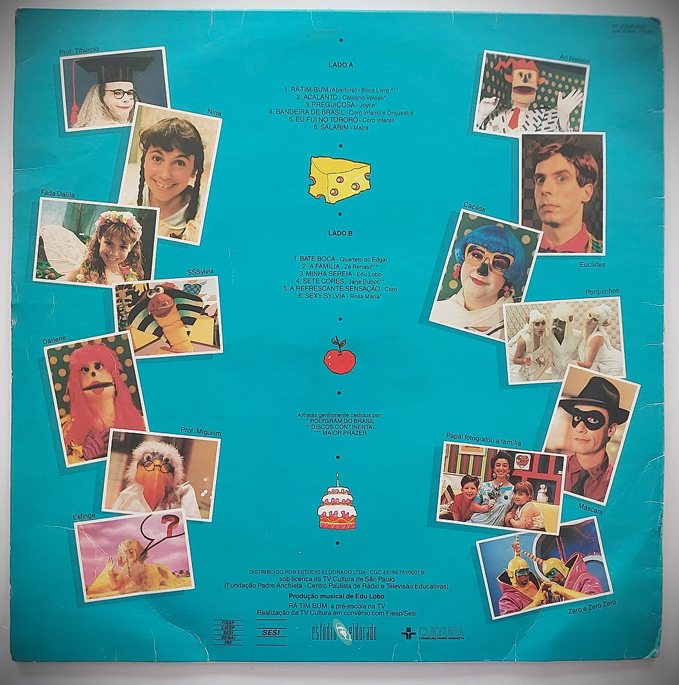 Miniatura: Contra capa do álbum  Rá Tim Bum em vinil LP, trilha sonora clássica da TV Cultura