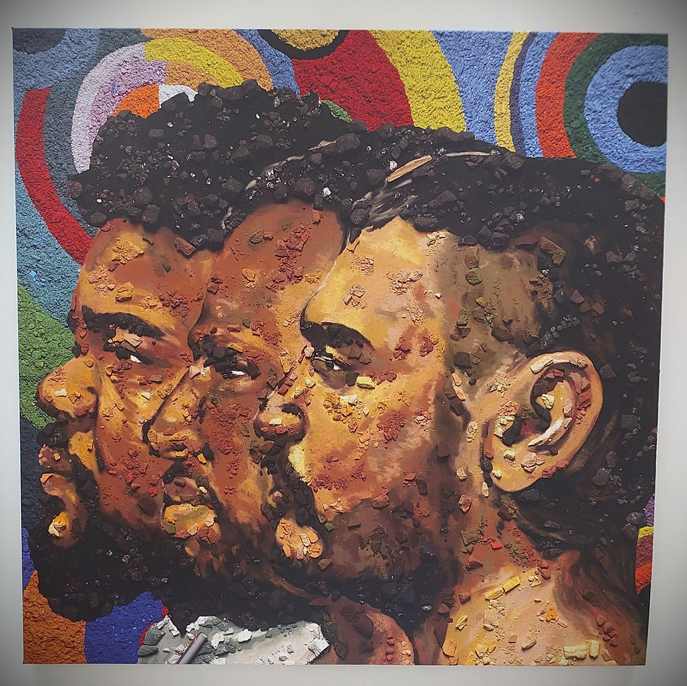 Capa do álbum Criolo, Amaro & Dino em vinil LP pela Três Selos, edição especial com arte contemporânea.