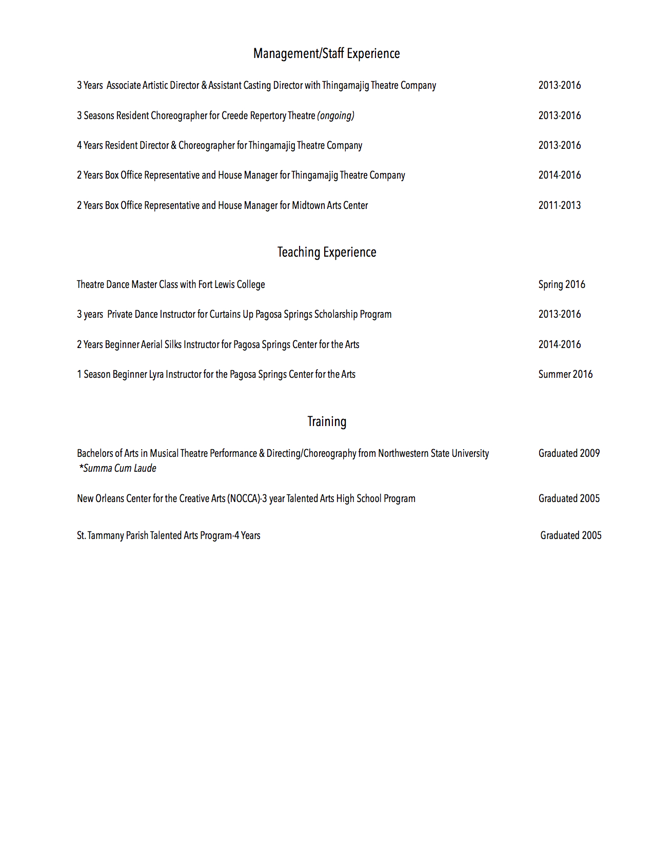 casting director resume