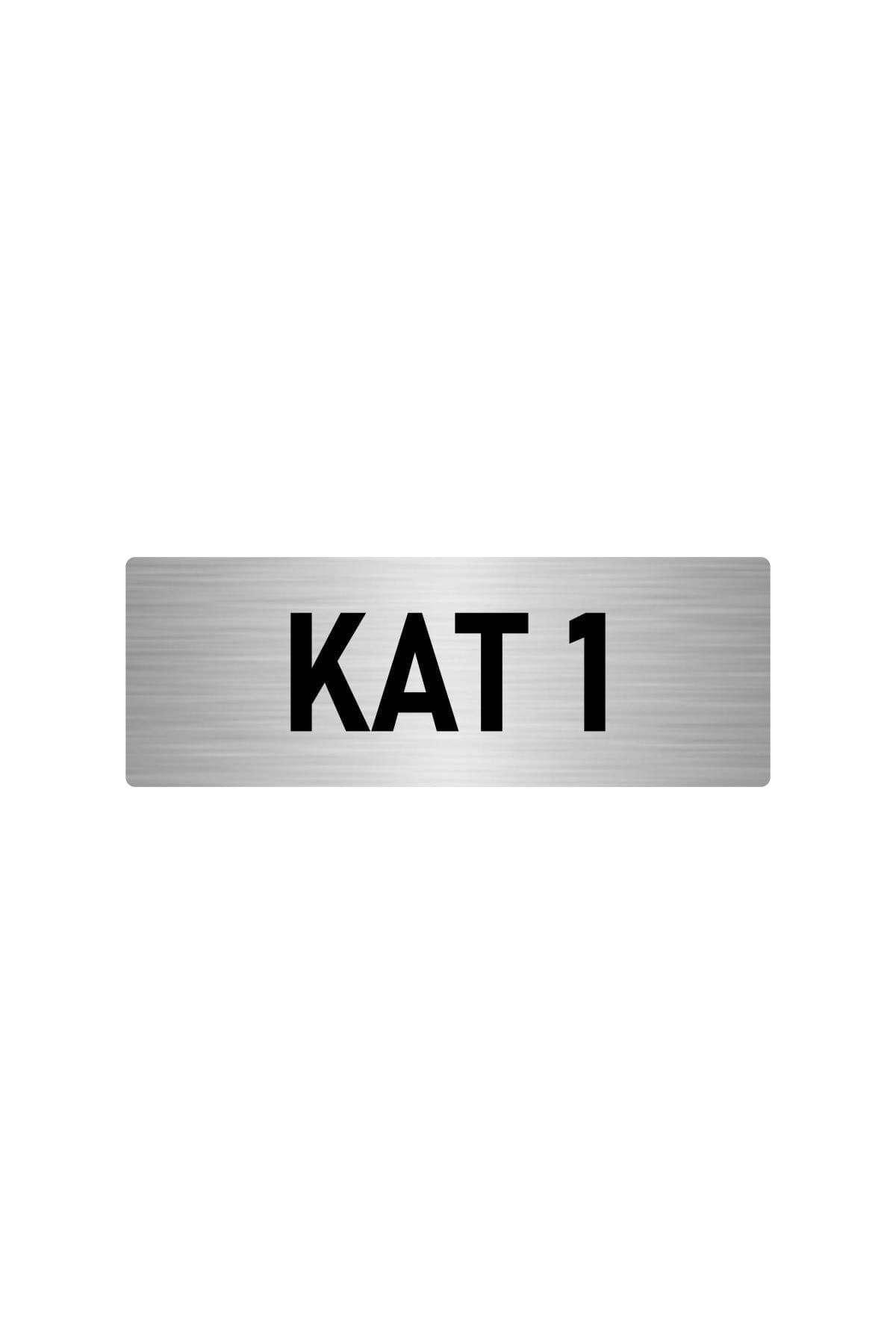 Metal Yönlendirme Levhası, Departman Kapı Isimliği Kat 1 7x20 Cm Gümüş Renk