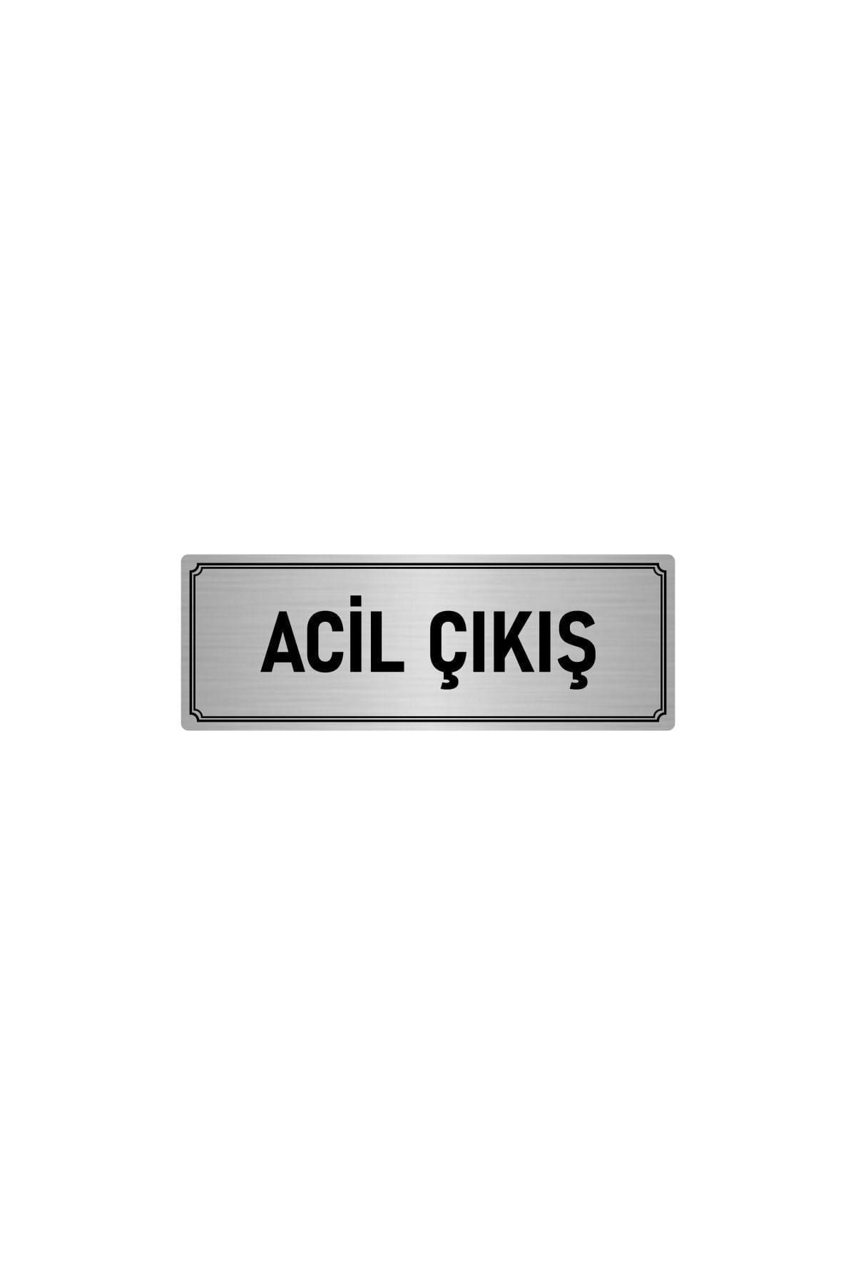 Metal Yönlendirme Levhası, Departman Kapı Isimliği Acil Çıkış 10x20 Cm Gümüş