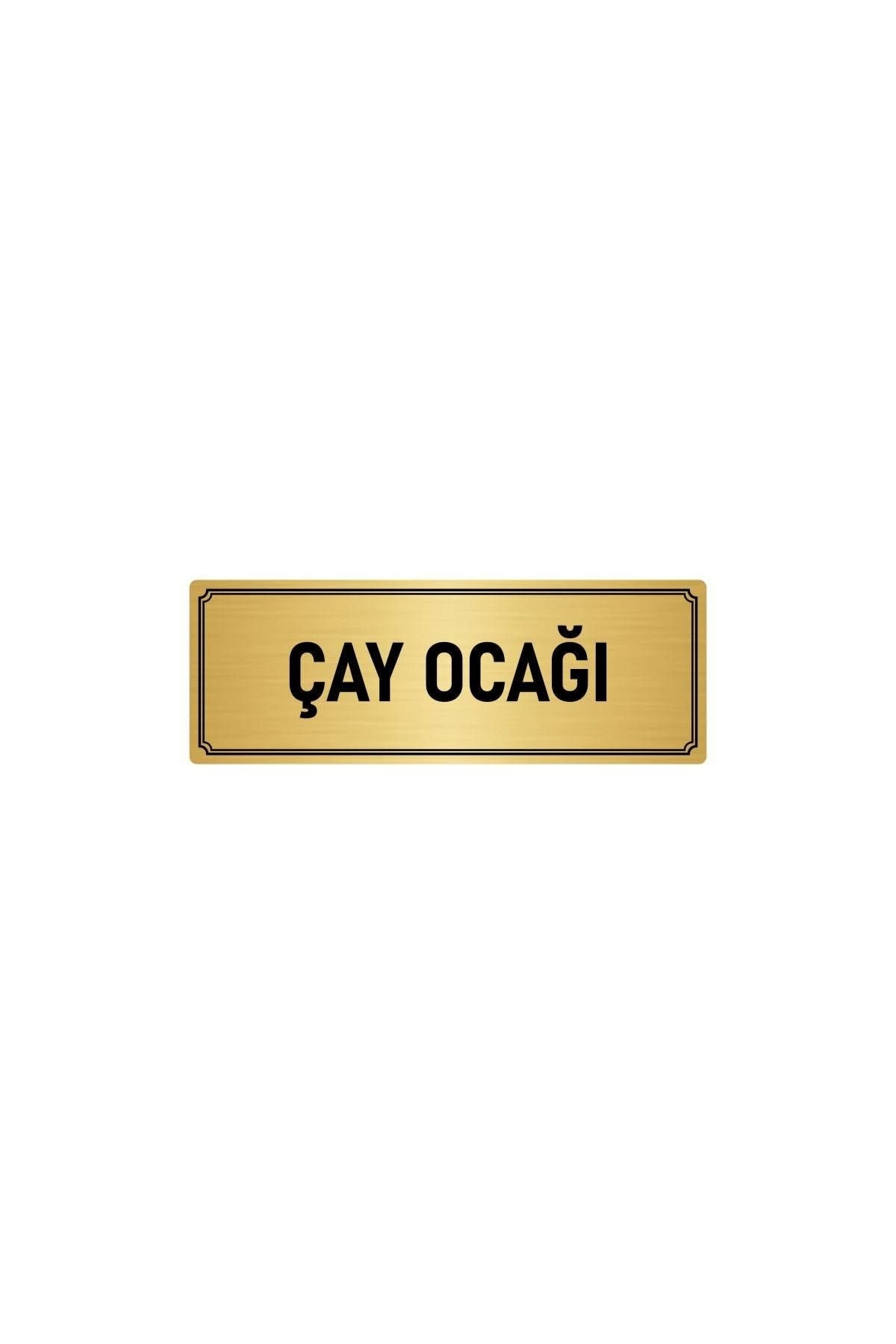 Metal Yönlendirme Levhası, Departman Kapı Isimliği Çay Ocağı 7x20 Cm Altın Renk