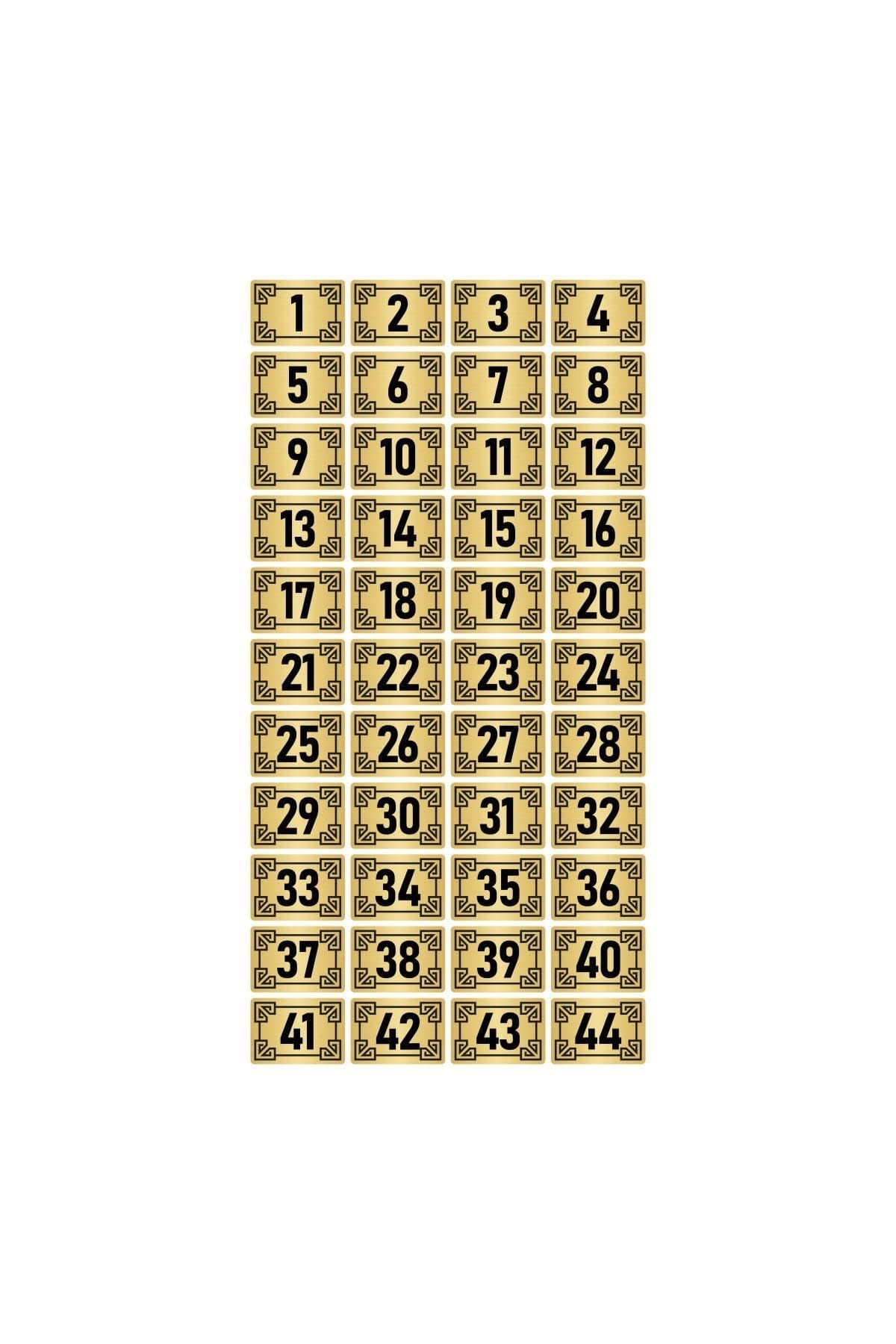 Metal Kapı Masa Dolap Numara Levhası 10x15cm Altın Renk 44 Adet (1…44)