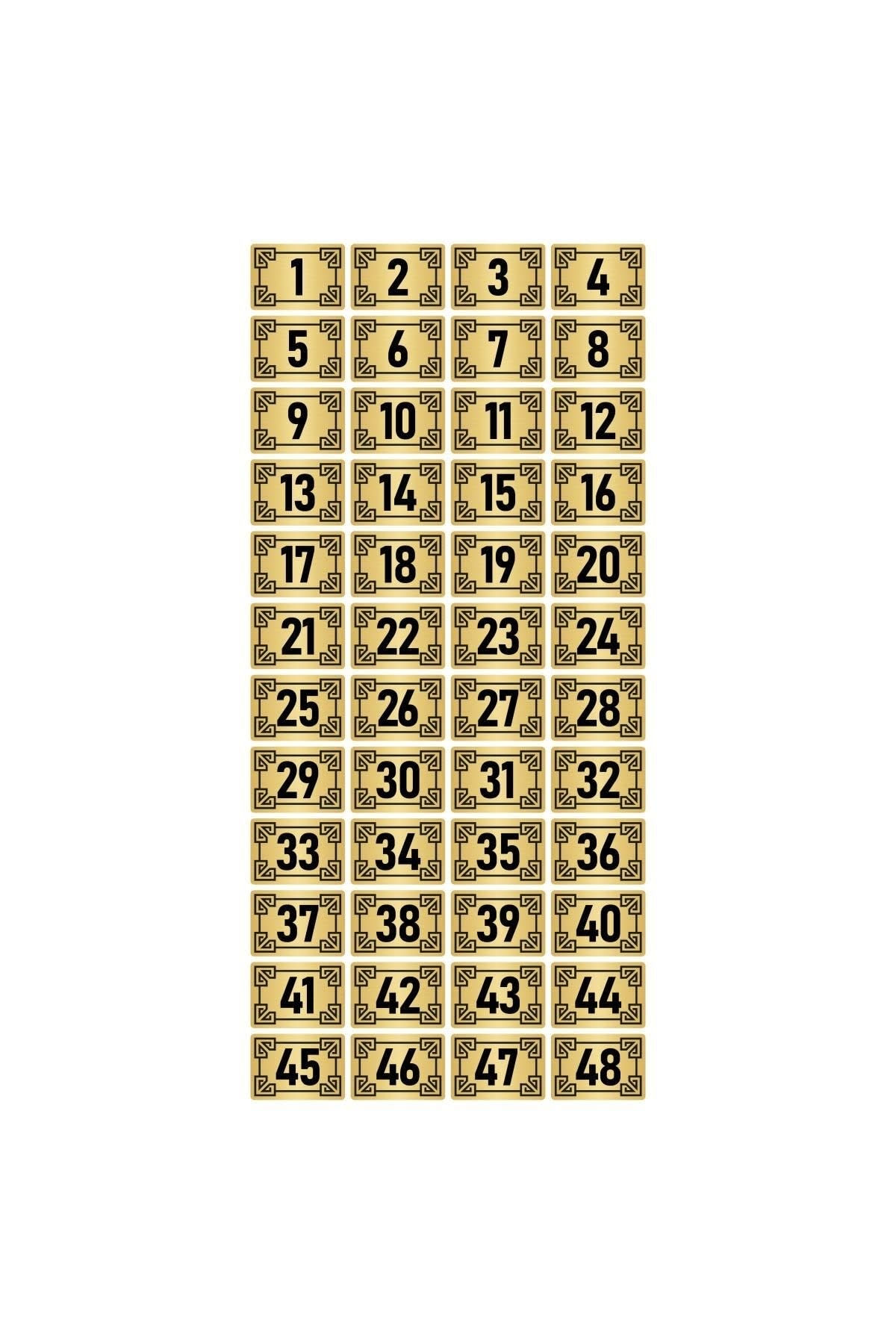 Metal Kapı Masa Dolap Numara Levhası 3,5x5cm Altın Renk 48 Adet (1…48)