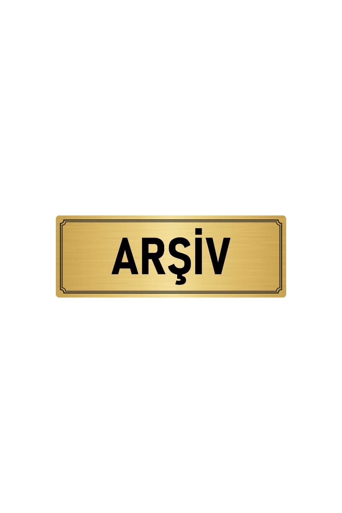 Metal Yönlendirme Levhası, Departman Kapı Isimliği Arşiv 10x20 Cm Altın Renk