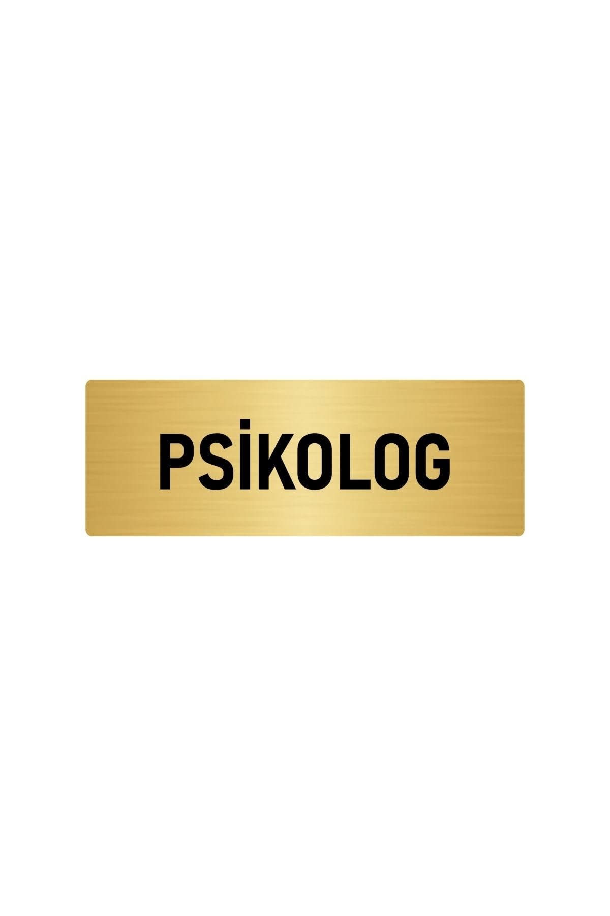 Metal Yönlendirme Levhası, Departman Kapı Isimliği Psikolog 5x20 Cm Altın Renk