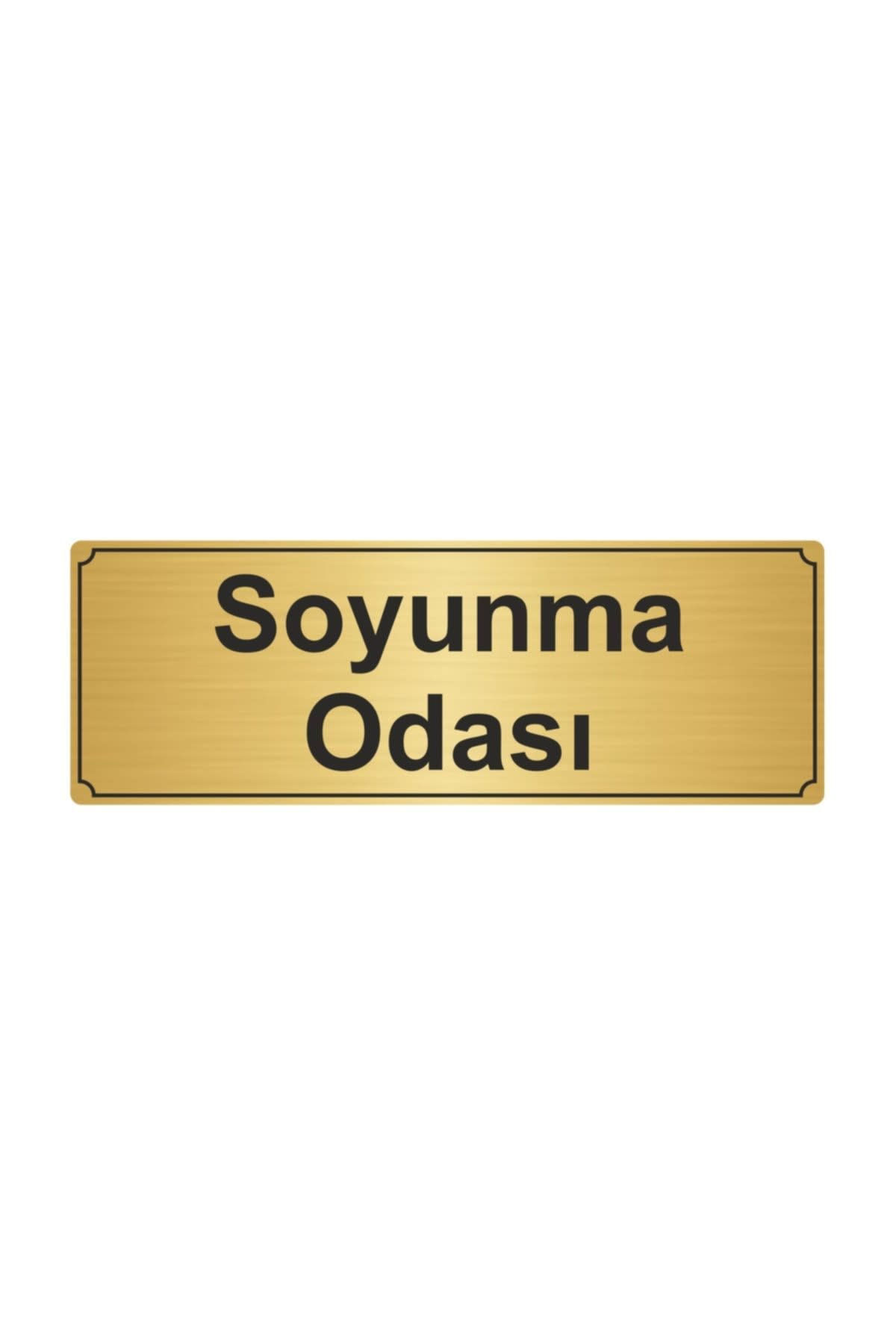 Soyunma Odası Odası Yönlendirme Levhası 7cmx20cm Altın Renk Metal