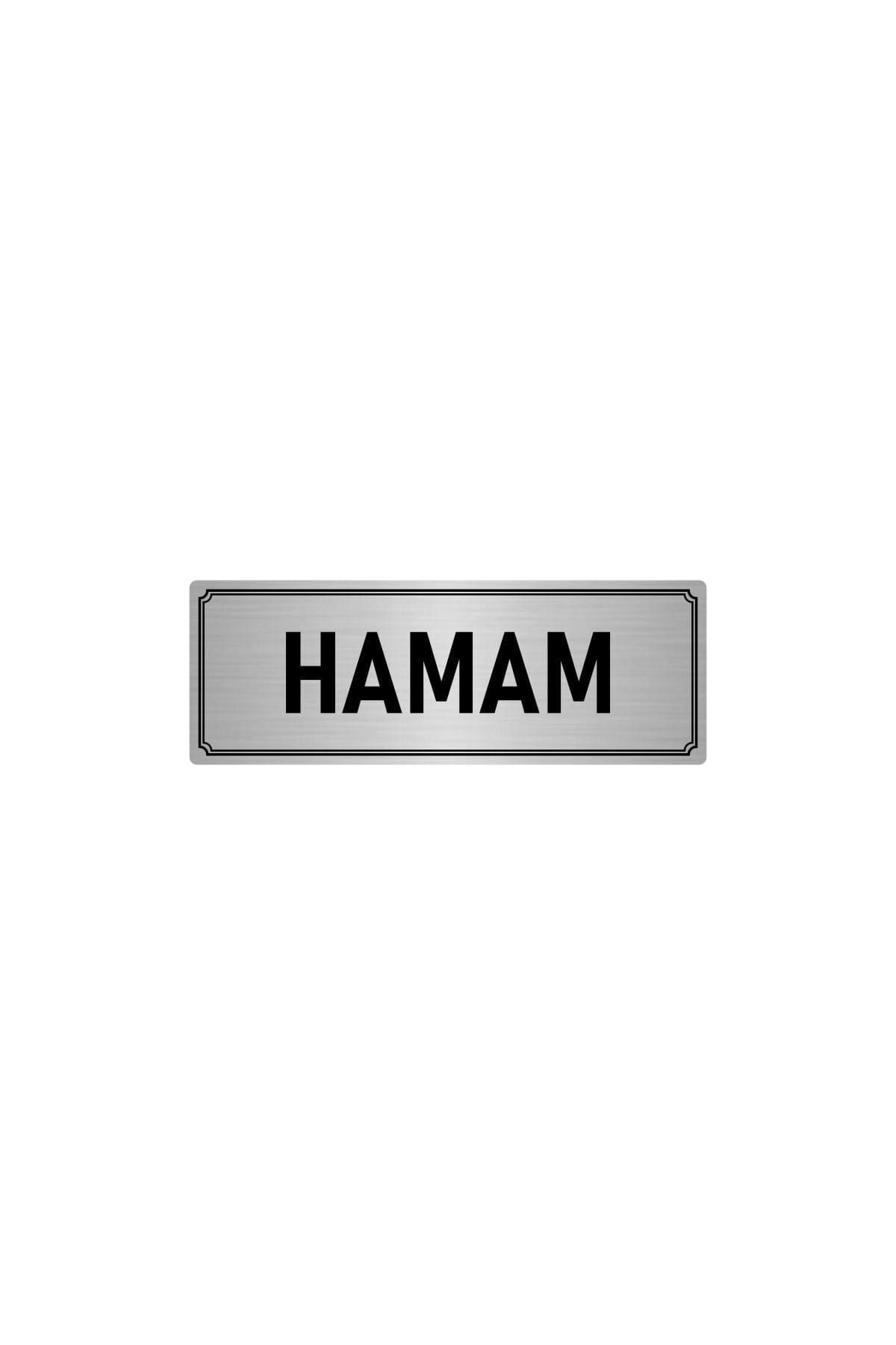 Metal Yönlendirme Levhası, Departman Kapı Isimliği Hamam 5x20 Cm Gümüş Renk