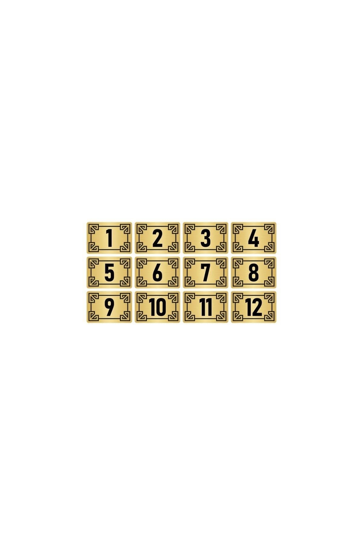 Metal Kapı Masa Dolap Numara Levhası 3,5x5cm Altın Renk 12 Adet (1…12)