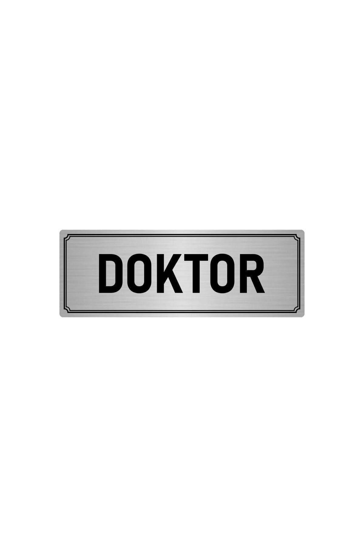 Metal Yönlendirme Levhası, Departman Kapı Isimliği Doktor 5x20 Cm Gümüş Renk