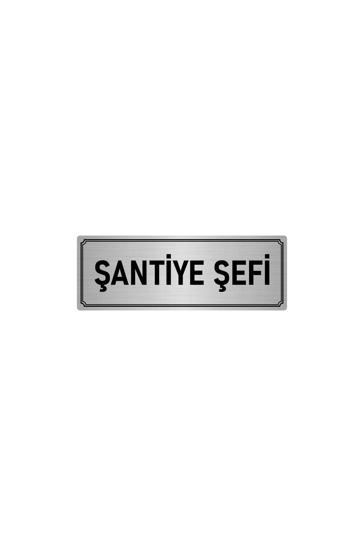 Metal Yönlendirme Levhası, Departman Kapı Isimliği Şantiye Şefi 7x20 Cm Gümüş