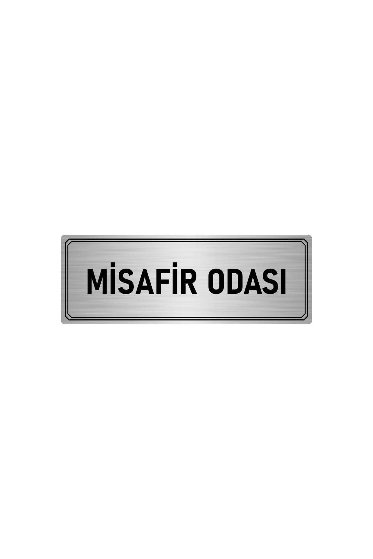 Metal Yönlendirme Levhası, Departman Kapı Isimliği Misafir Odası 7x20 Cm Gümüş