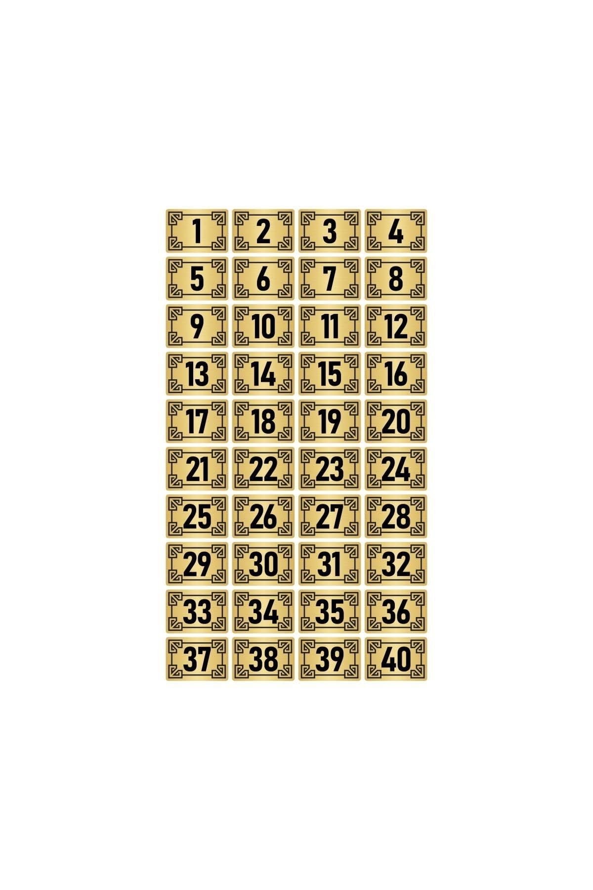 Metal Kapı Masa Dolap Numara Levhası 5x7cm Altın Renk 40 Adet (1…40)