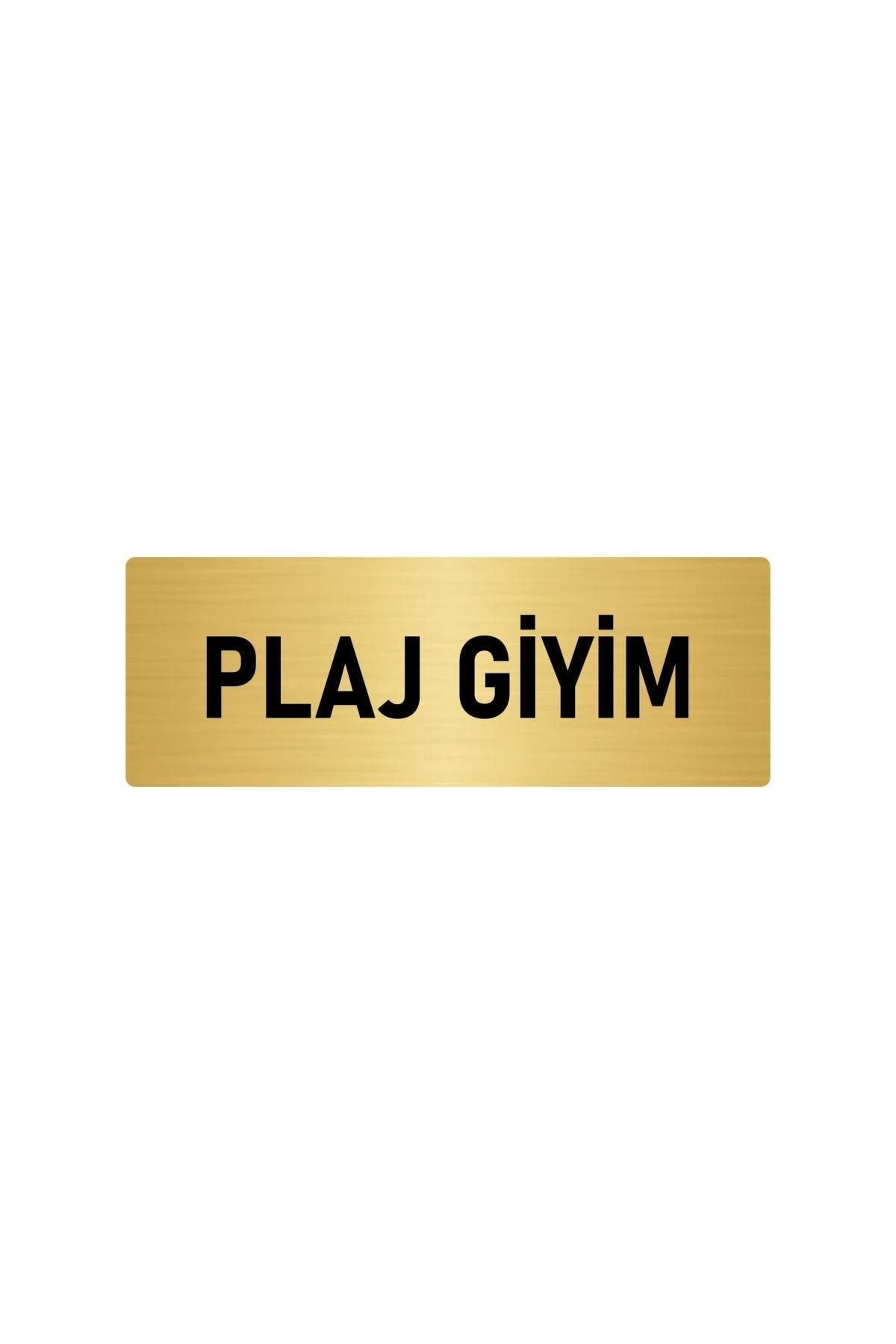 Metal Yönlendirme Levhası, Departman Kapı Isimliği Plaj Giyim 10x20 Cm Altın