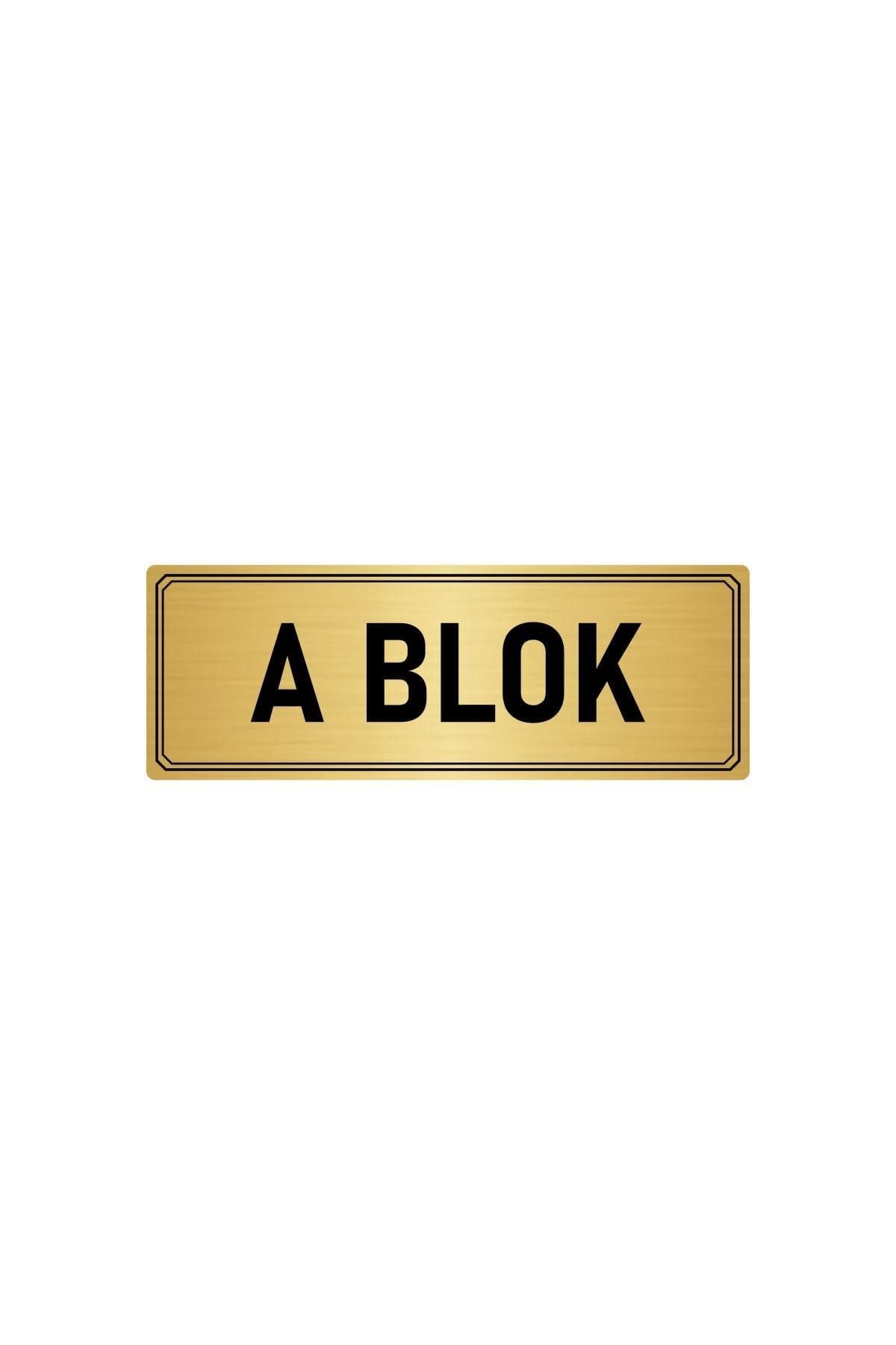 Metal Yönlendirme Levhası, Departman Kapı Isimliği A Blok 5x20 Cm Altın Renk
